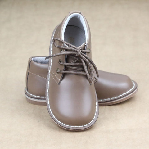 Logan Boys Waxed Leather Mid-Top Lace Up Shoes