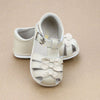 Angel Baby Girls Everly Caged  Oatmeal Leather Sandal With Triple Bow - Petitfoot.com
