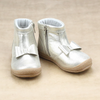 Girls Champagne Shimmer Bow Leather Ankle Boot by L'Amour Shoes - Petitfoot.com