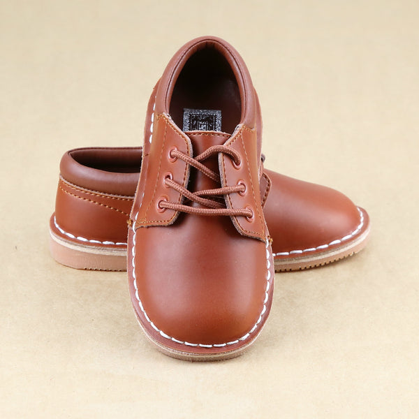 Tuck Boys Cognac Leather Mid-Top Lace Up Shoes Tuck Boys Cognac Leather Mid-Top Lace Up Shoes