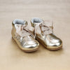 Todder Girls Portia Gold Leather Dressy Lace Up Boot In Luxurious Gold Leather - Petitfoot.com