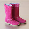 L'Amour Girls Fuchsia Suede Stud Boot