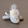 L'Amour Girls Cream Organza Rosette Thong Sandal