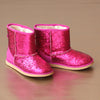 L'Amour Girls Fuchsia Glitter Faux Fur Boot