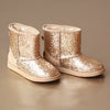 L'Amour Girls Gold Glitter Faux Fur Boot