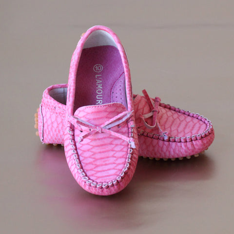 L'Amour Girls Leather Bow Moccasin