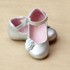 L'Amour Girls Special Occasion Silver Flower Flat - Petitfoot.com