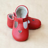 Baby Girls Leather Heart Crib Mary Jane in Red Leather by L'Amour - Petitfoot.com