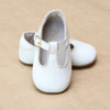 L'Amour Infant Girls Evie T-Strap White Napa Leather Crib Mary Jane - PetitFoot.com