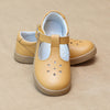 L'Amour Girls Chelsea Playground T-Strap Mustard Leather Mary Janes - Petit Foot