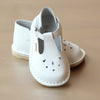 L'Amour Girls Nouveau Classic T-Strap White Leather Mary Jane