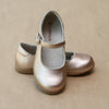L'Amour Girls Champagne Buckled Leather Mary Jane with Piping - Petitfoot.com