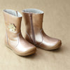 L'Amour Girls Rosegold Posy Flower Leather Mid Boot - Petitfoot.com