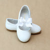 L'Amour Girls Pauline White Bow Leather Dressy Flat - Petitfoot.com