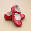 L'Amour Toddler Girls Sonia Classic Scalloped Leather Red Flat