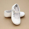 L'Amour Toddler Girls Sonia Classic Scalloped White Leather Flat