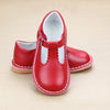 L'Amour Girls Selina Red Leather Scalloped T-Strap Leather Mary Janes - Petitfoot.com