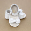 Angel Baby Girls Jolie Open Toe White Bow Leather Sandal