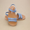 Eden Toddler Girls Scalloped Blue Leather Strap Classic Sandal - Greek Sandals