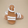 Eden Toddler Girls Scalloped White Leather Strap Classic Sandal - Greek Sandals