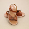 Olympia Toddler Girls Classic Retro Cognac Leather Buckled Sandal