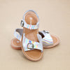 Olympia Toddler Girls Classic Holographic Leather Buckled Sandal
