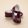 Angel Baby Girls T-Strap Leather Mary Janes - Patent Burgundy