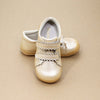 Marisa Champagne Toddler Girls Scalloped Double Strap Leather Sneaker with Bumper - Petitfoot.com