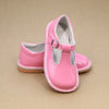 L'Amour Girls Selina Patent Malibu Pink Scalloped T-Strap Leather Mary Janes - Petitfoot.com