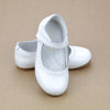 Toddler Girls Lucille Classic White Leather Scalloped Flat - Heirloom Easter Shoes
