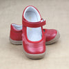 Red Leather Ruffle Mary Janes - Toddler - Petit Foot.com