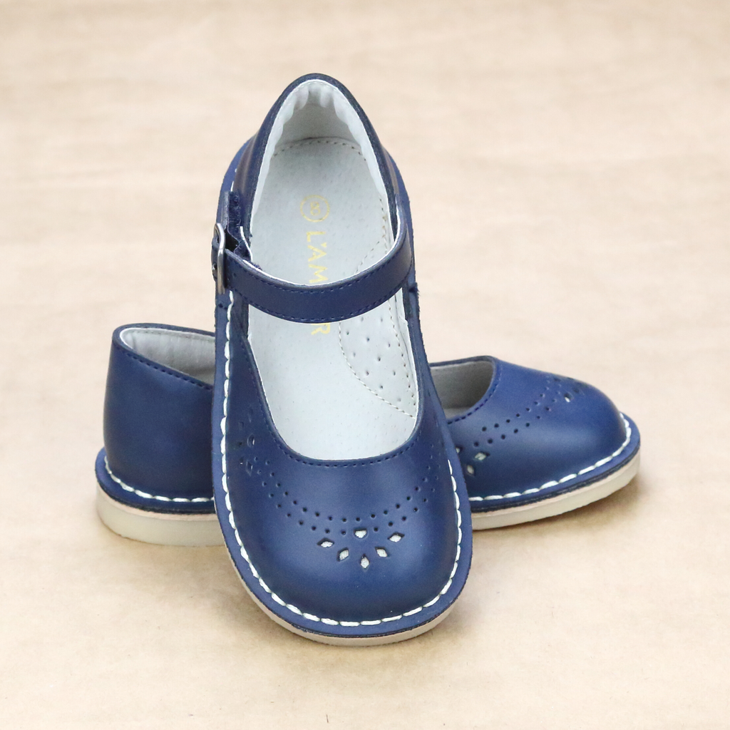 L'Amour Girls Vintage Navy Heirloom Classic Shoes - Toddler Girls School Shoes - Petitfoot.com