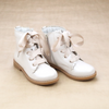 Josephine Toddler Girls Scallop Lace Up Boots In  Patent Cream - Petitfoot.com