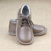 Logan Classic Toddler Boys Mocha Waxed Leather Mid-Top Lace Up Shoes  -Petit Foot.com