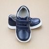Toddler Boys Navy Leather Kyle Double Velcro Strap Leather Sneaker - Petitfoot.com