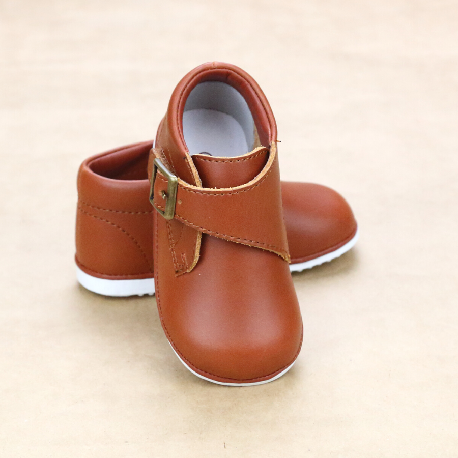 Angel Baby Boys Finch Buckled Strap Cognac Leather Boot - Petitfoot.com