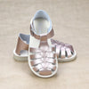 Ashton Toddler Girls Classic Metallic Rosegold Leather Fisherman Sandal - Petit Foot