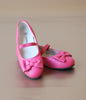 L'Amour Girls Fuchsia Leather Scalloped Bow Ballet Flat