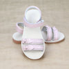 Josie Toddler Girls Scalloped Pink Leather Classic Sandal