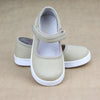 L'Amour Girls Jenna Neutral Biscuit Colored Playground Canvas Mary Janes - Petitfoot.com