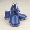 Logan Classic Toddler Boys Navy Waxed Leather Mid-Top Lace Up Shoes  -Petit Foot.com