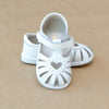 Baby Girls White Open Heart Caged Leather Sandal - Petit Foot