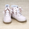 Stellina Toddler Girls Brogue Lace Up Boot - Girls Blush Pink Shimmer Suede Holiday Boot