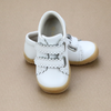 Marisa White Toddler Girls Scalloped Double Strap Leather Sneaker with Bumper - Petitfoot.com