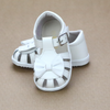Angel Baby Girls Nellie Bow White Leather Sandal - Southern Baby Shoes - Heirloom Shoes