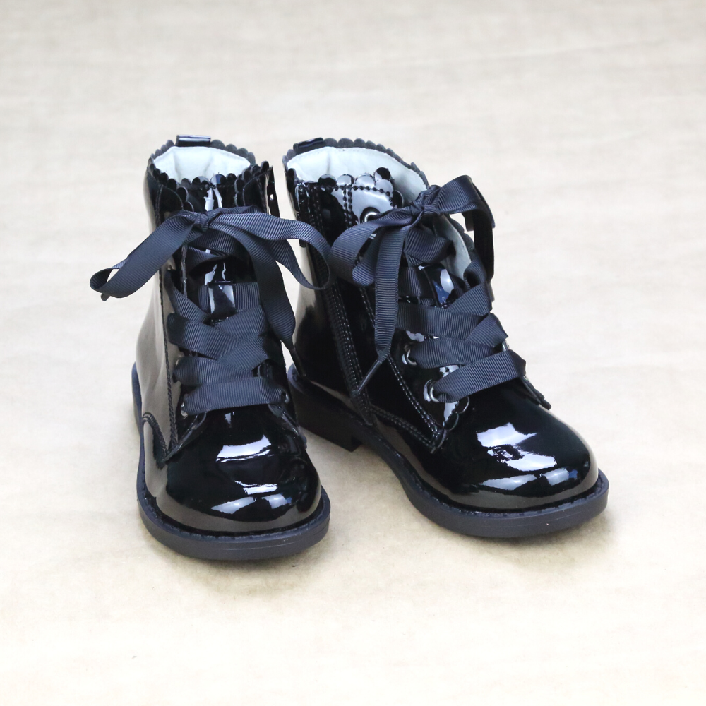 Toddler girl black lace up boots deals