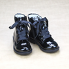 Josephine Toddler Girls Scallop Lace Up Boots In  Patent Black - Petitfoot.com