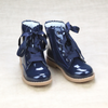Josephine Toddler Girls Scallop Lace Up Boots In  Patent Navy- Petitfoot.com
