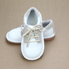 Rowan Boys Classic White/Sand Saddle Leather Lace Up Shoes For Easter And Sunday Bests