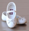 L'Amour Girls White Leather Ballet Bow Flats